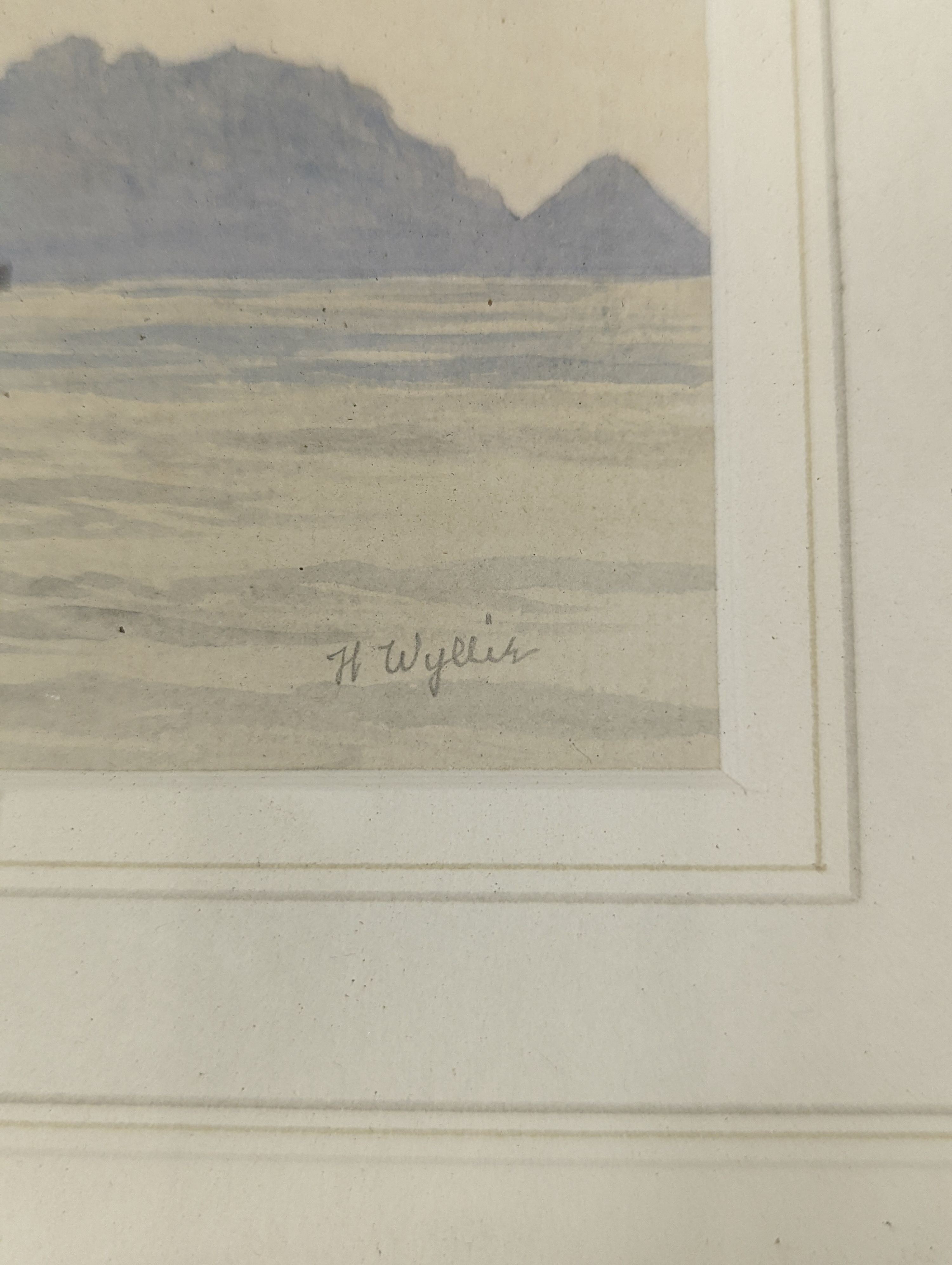 Harold Wyllie (1880-1973), pencil and watercolour, Views of Cape Town from the sea, signed, 11 x 28.5cm